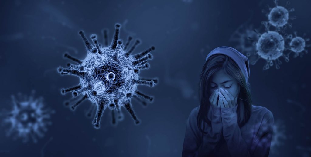 girl, sick, virus